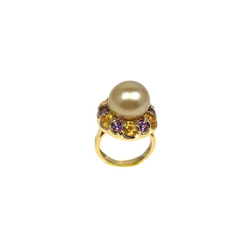 Bague 53 Bague perle gold des Mers du Sud en or jaune et pierres 58 Facettes 51960006