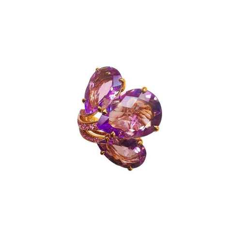 Bague 53 Bague en or rose 750 avec améthystes et saphirs roses 58 Facettes 41750056