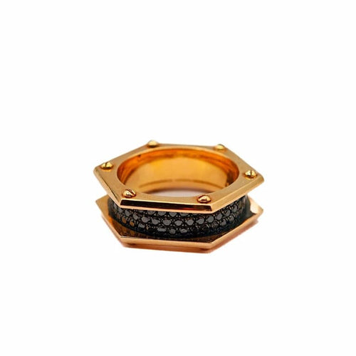 Bague 65 Bague en or jaune 18 carats avec diamant noir 58 Facettes 21022067