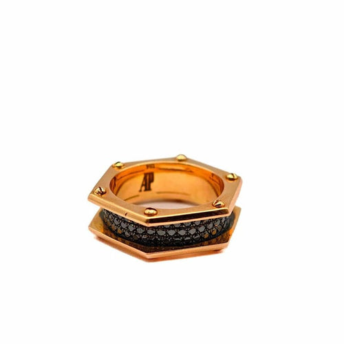 Bague 65 Bague en or jaune 18 carats avec diamant noir 58 Facettes 21022067