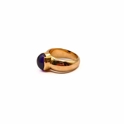 Bague 40.5 Bague en or jaune 18 carats et améthyste cabochon 58 Facettes