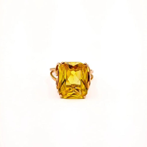 Bague 57 Bague en or jaune 18 carats et saphir jaune 58 Facettes