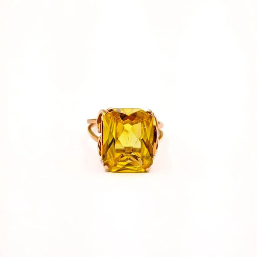 Bague 57 Bague en or jaune 18 carats et saphir jaune 58 Facettes