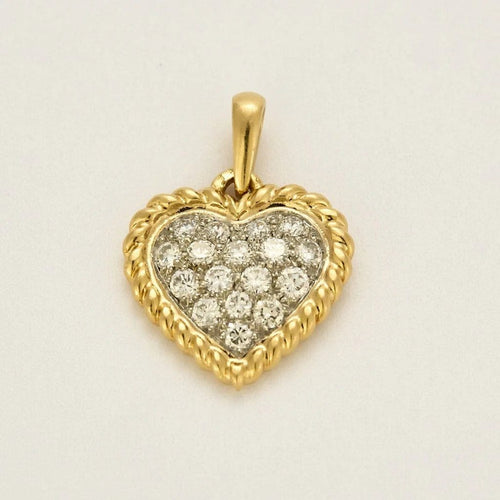 Pendentif Van Cleef & Arpels - Pendentif cœur pavé de diamants en or jaune et platine 58 Facettes MB6