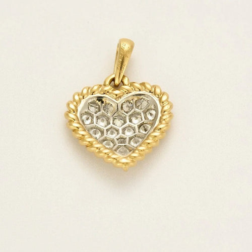 Pendentif Van Cleef & Arpels - Pendentif cœur pavé de diamants en or jaune et platine 58 Facettes MB6
