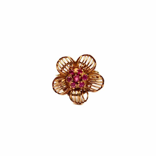 Bague 52 Bague vintage motif floral en or jaune 28 carats et rubis 58 Facettes 21007026