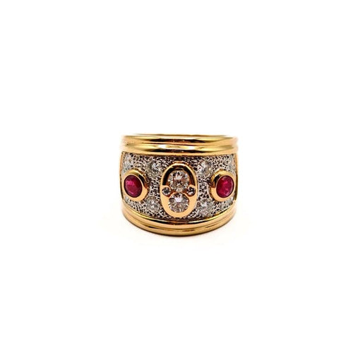 Bague 56 Bague en or jaune 18 carats sertie de diamants et rubis 58 Facettes 21023682