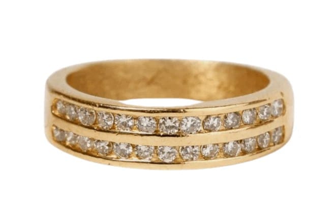 Bague 51 Bague double rangs en or jaune 18 carats et diamants 58 Facettes