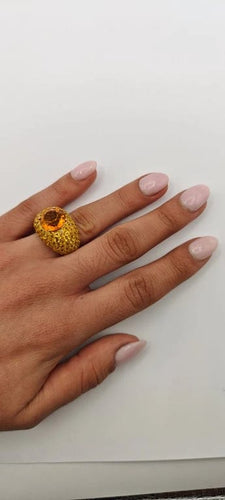 Bague Bague citrine, saphirs et diamants en or jaune 18 carats 58 Facettes 21025983