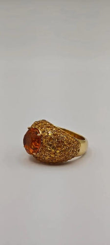 Bague Bague citrine, saphirs et diamants en or jaune 18 carats 58 Facettes 21025983