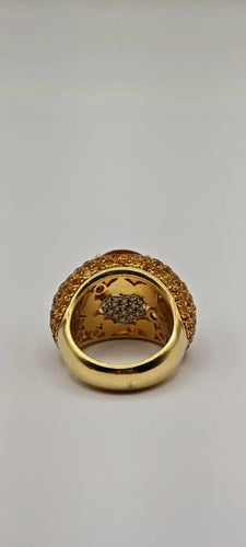 Bague Bague citrine, saphirs et diamants en or jaune 18 carats 58 Facettes 21025983