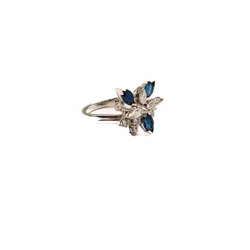 Bague Bague vintage en platine avec saphirs et diamants 58 Facettes 21002724