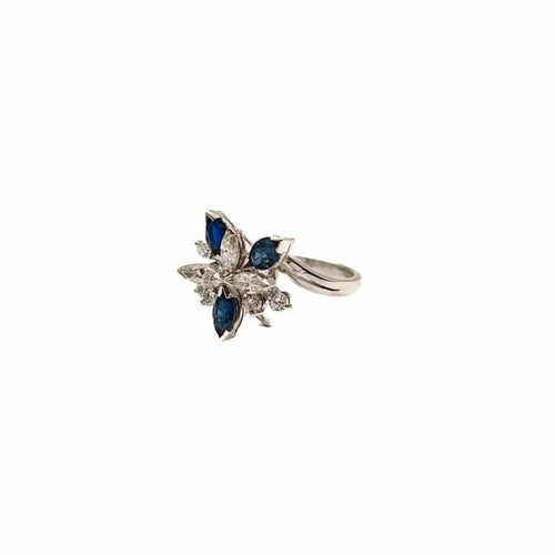 Bague Bague vintage en platine avec saphirs et diamants 58 Facettes 21002724
