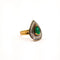 Bague 59 Bague bicolore en or jaune et or blanc 18 carats, diamants et émeraude 58 Facettes 21022081