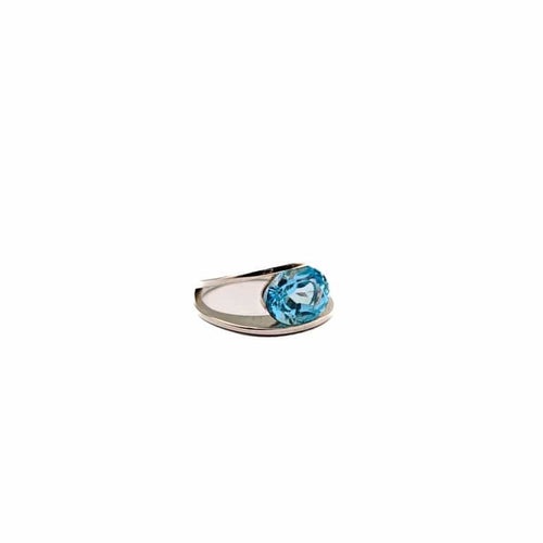 Bague 48 Shimansky - Bague en platine avec topaze bleue ovale 4,50 ct 58 Facettes 21002687