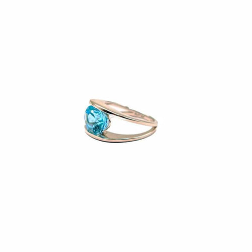 Bague 48 Shimansky - Bague en platine avec topaze bleue ovale 4,50 ct 58 Facettes 21002687