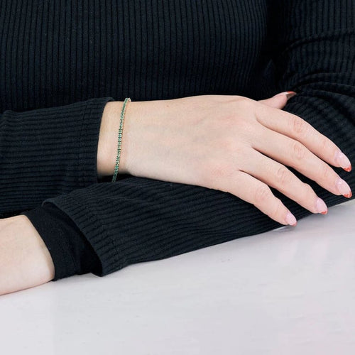 Bracelet Bracelet rivière en or rose 18K serti d’émeraudes 58 Facettes