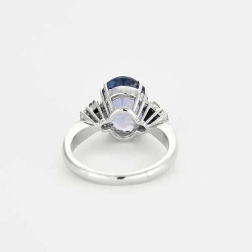 Bague 56 Bague en or blanc 18K avec tanzanite et diamants 58 Facettes