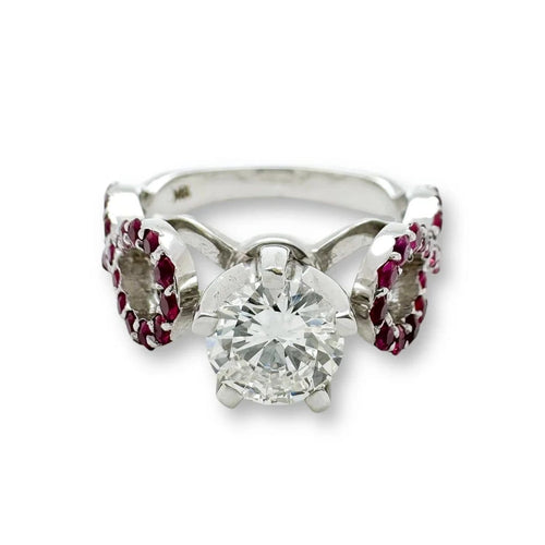 Bague 54 Trio d'Infinité - Bague interchangeable en or blanc avec diamants, rubis et saphirs 58 Facettes