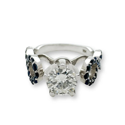 Bague 54 Trio d'Infinité - Bague interchangeable en or blanc avec diamants, rubis et saphirs 58 Facettes