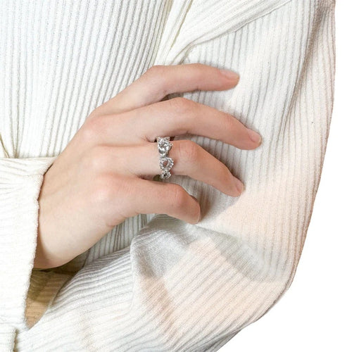 Bague 54 Trio d'Infinité - Bague interchangeable en or blanc avec diamants, rubis et saphirs 58 Facettes