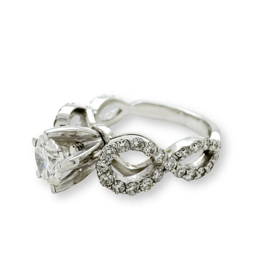 Bague 54 Trio d'Infinité - Bague interchangeable en or blanc avec diamants, rubis et saphirs 58 Facettes
