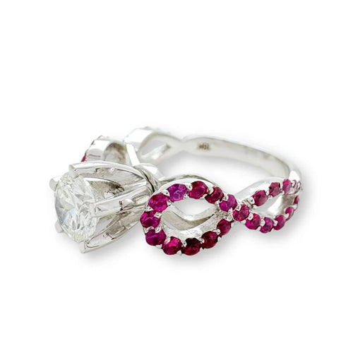 Bague 54 Trio d'Infinité - Bague interchangeable en or blanc avec diamants, rubis et saphirs 58 Facettes