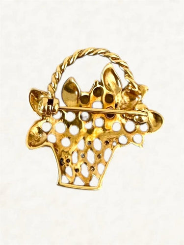 Broche Broche « Panier Fleuri » en or jaune 18 carats, diamants et saphirs 58 Facettes