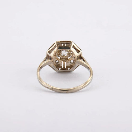 Bague 52 Bague Art déco octogonale en or gris et platine aux diamants 58 Facettes
