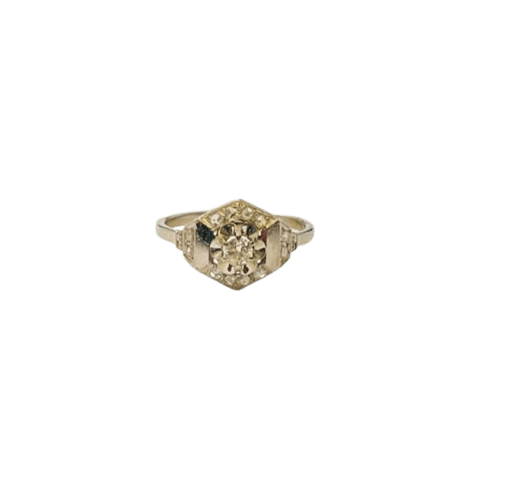 Bague 54 Bague Art déco en or gris 18 carats et platine, diamants 58 Facettes