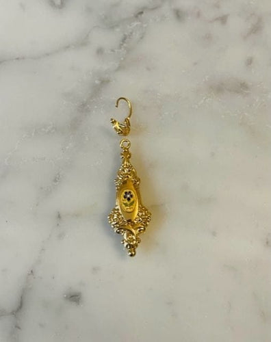 Boucles d'oreilles Pendants d'oreilles anciens en or jaune 18 carats émaillés 58 Facettes