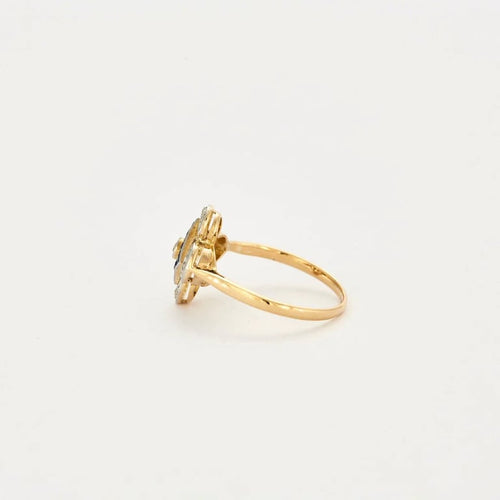 Bague 55.5 Bague quadrilobée - Saphirs et diamants en or jaune 18 carats 58 Facettes