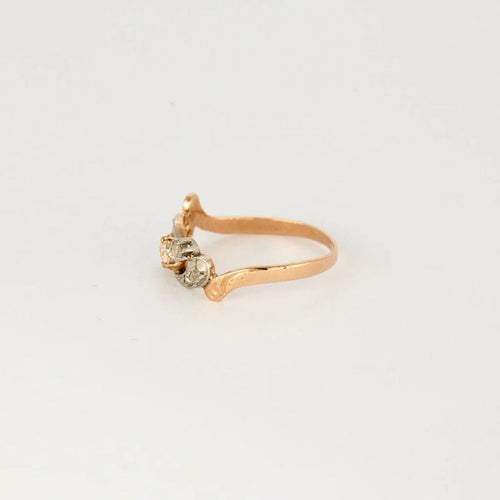 Bague 55.5 Bague diamants fin XIXe en or rose 18 carats et platine 58 Facettes