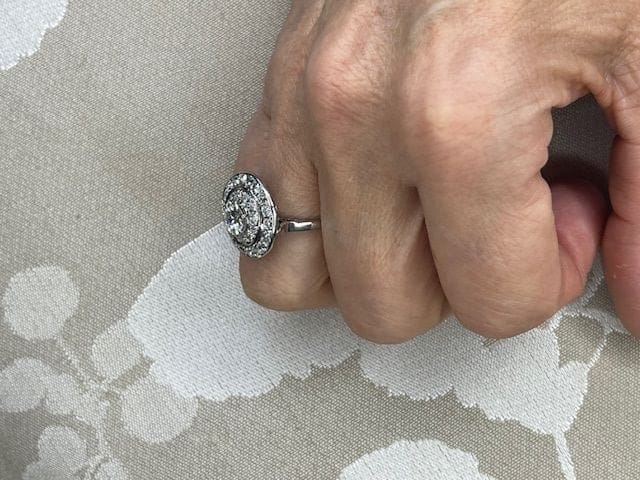 Bague 51 Bague Art déco - Rosace en platine et diamants 58 Facettes
