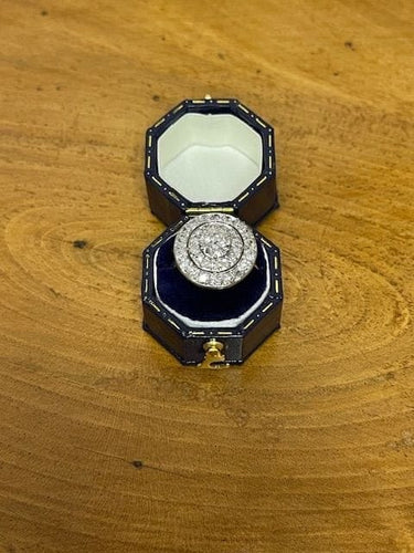 Bague 51 Bague Art déco - Rosace en platine et diamants 58 Facettes
