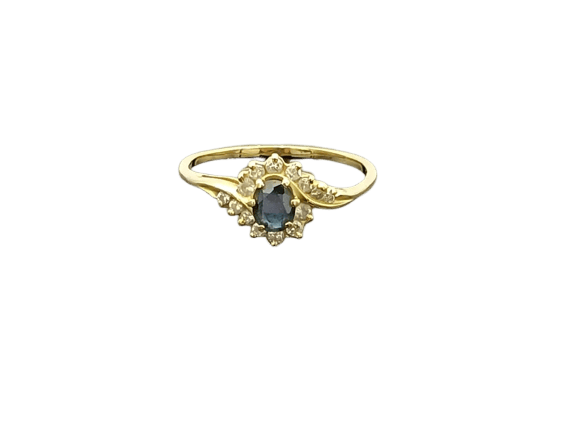 Bague 57 Bague tourbillon en or 18k, saphir et diamants 58 Facettes