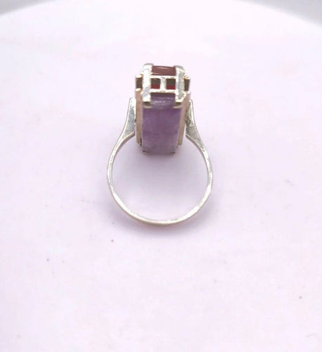 Bague 55 Bague réversible vintage en or gris 18K, améthyste et cornaline 58 Facettes