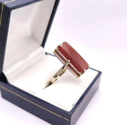 Bague 55 Bague réversible vintage en or gris 18K, améthyste et cornaline 58 Facettes