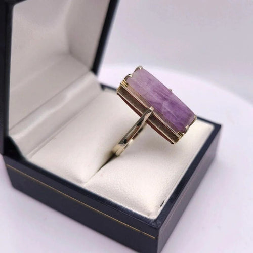 Bague 55 Bague réversible vintage en or gris 18K, améthyste et cornaline 58 Facettes