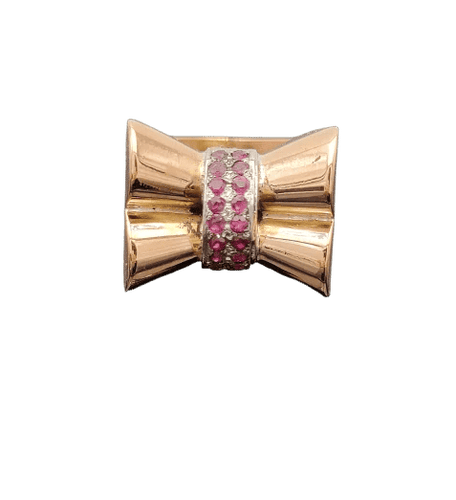 Bague 51 Bague tank nœud vintage en or 18k et rubis 58 Facettes
