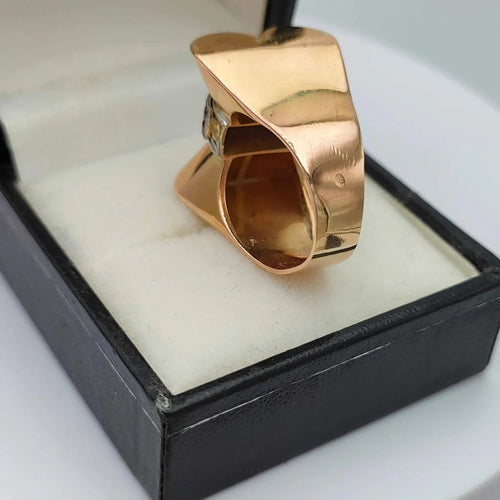 Bague 51 Bague tank nœud vintage en or 18k et rubis 58 Facettes
