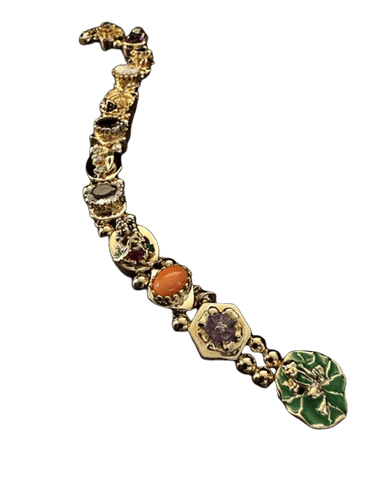 Bracelet Slide - Bracelet en or jaune 14 kt avec pierres précieuses et émaux 58 Facettes