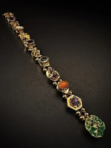 Bracelet Slide - Bracelet en or jaune 14 kt avec pierres précieuses et émaux 58 Facettes