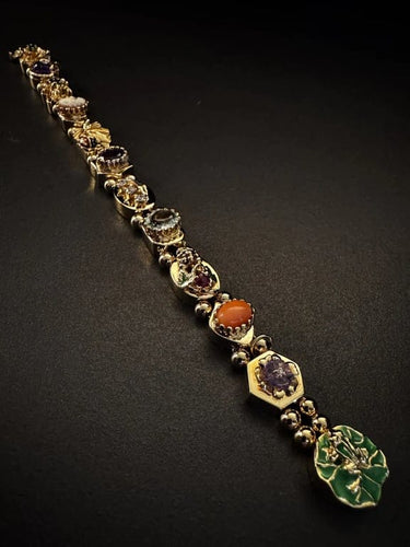 Bracelet Slide - Bracelet en or jaune 14 kt avec pierres précieuses et émaux 58 Facettes