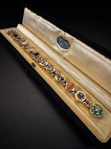Bracelet Slide - Bracelet en or jaune 14 kt avec pierres précieuses et émaux 58 Facettes