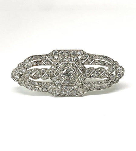 Broche Broche Art déco géométrique en platine et diamants 58 Facettes