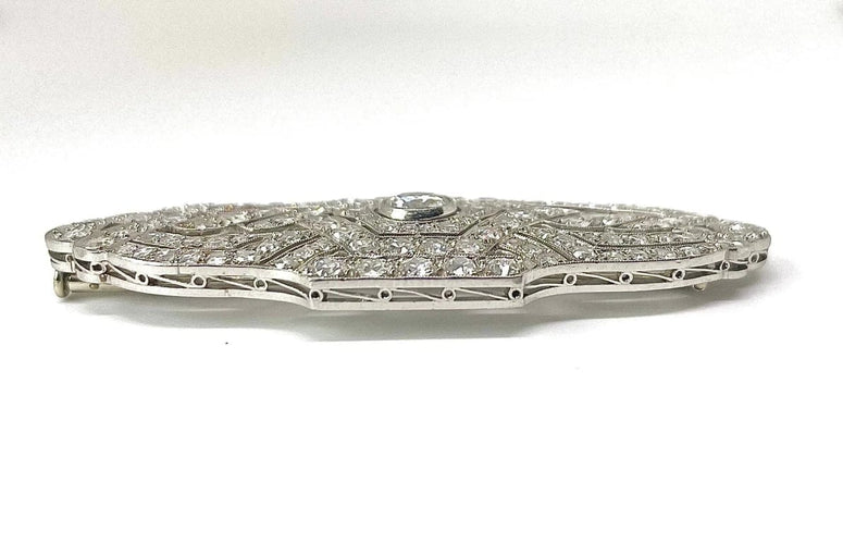Broche Broche Art déco géométrique en platine et diamants 58 Facettes