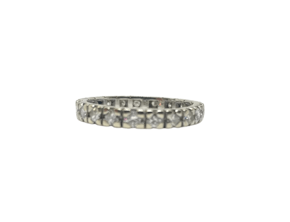 Bague 60 Alliance - Bague tour complet en or blanc 750 et diamants 1,68 ct 58 Facettes