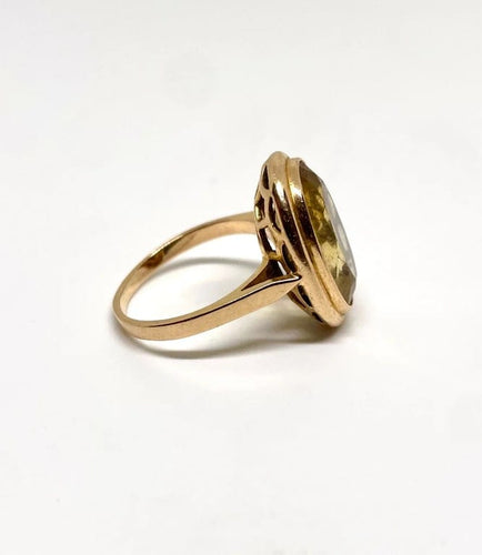 Bague 53 Bague cocktail en or jaune 750 avec citrine ovale 8,5 ct 58 Facettes