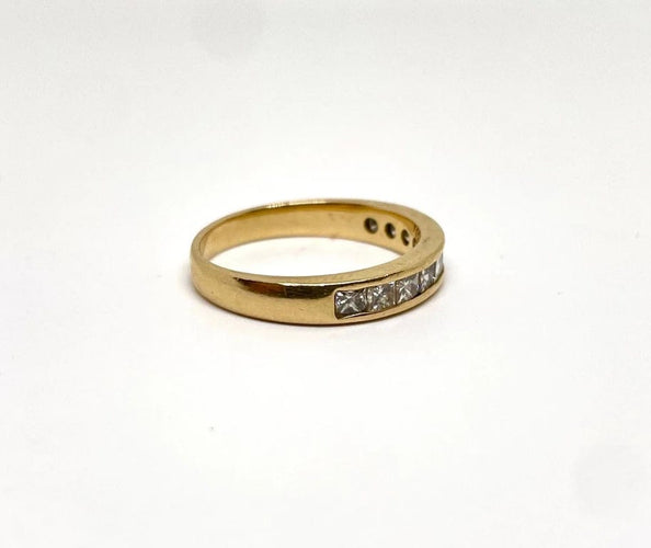Bague 57 Bague en or jaune 18K semi-sertie de diamants princesse 58 Facettes